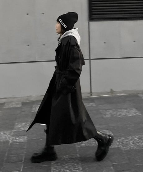 ［long length］cotton trench coat (beige/black)