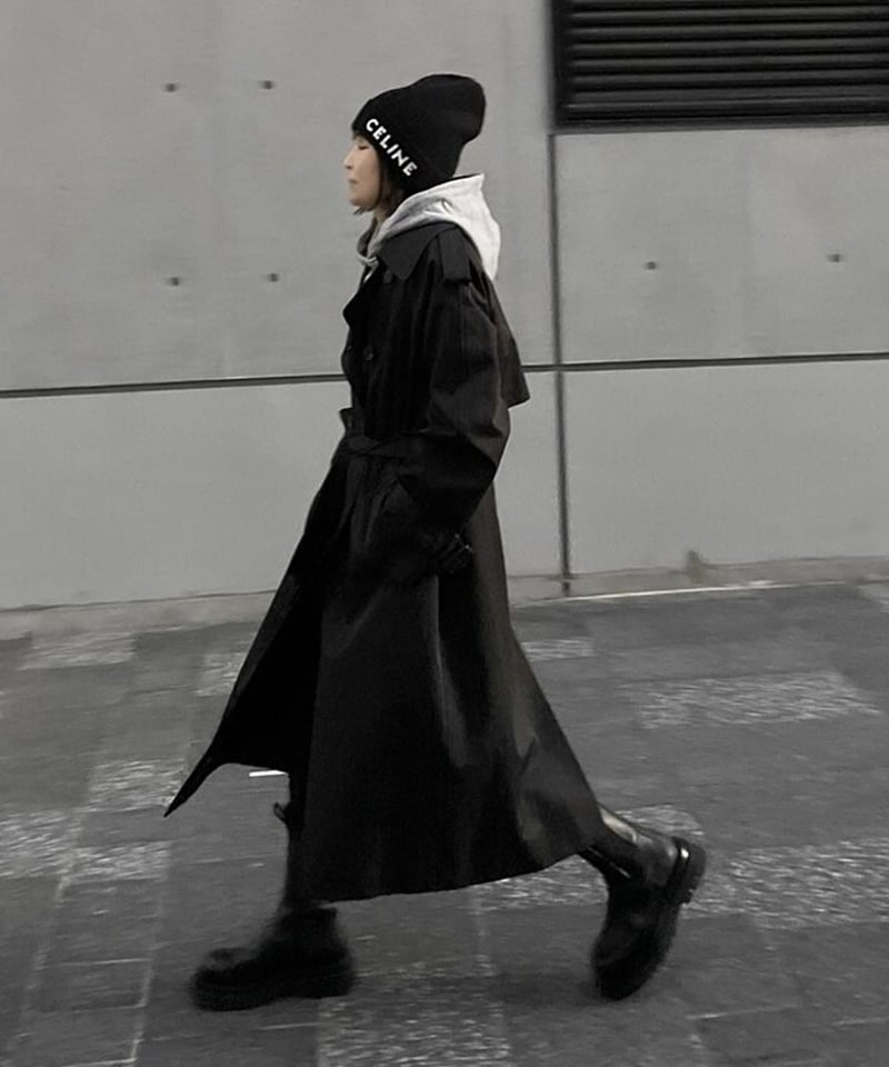 ok.soon トレンチコートブラック　ロング丈 long length］cotton trench coat (beige/black) |