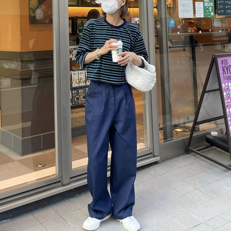 wide tuck pants (navy)