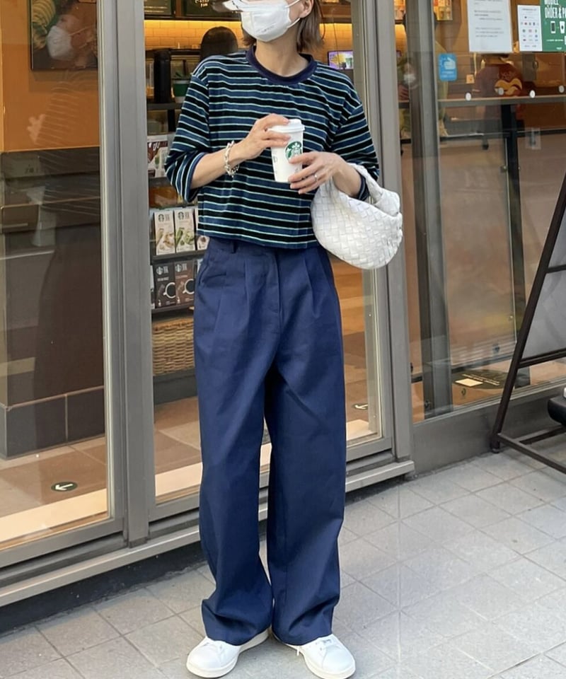 wide tuck pants (navy) | ok.soon