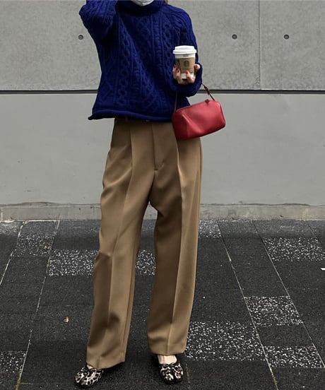 tailored slacks(black/camel)