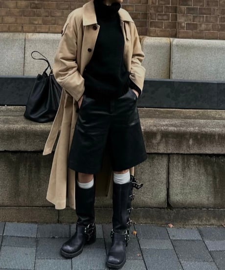 faux-leather half shorts