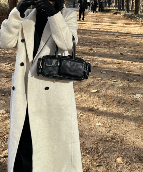 white chester coat with scarf