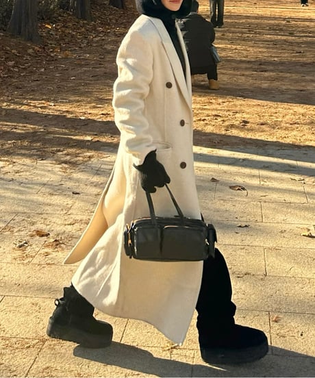 white chester coat with scarf
