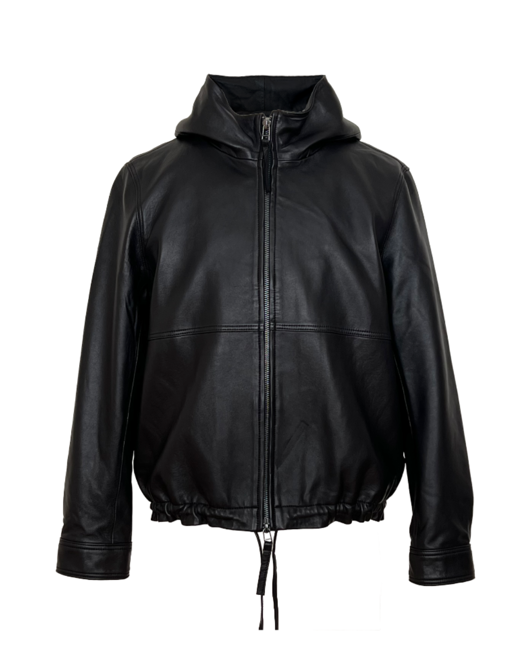 hooded leather blouson(black) | ok.soon