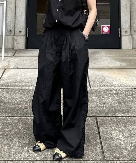 nylon wide pants black