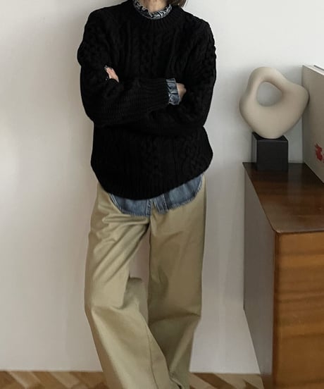 cable knit black