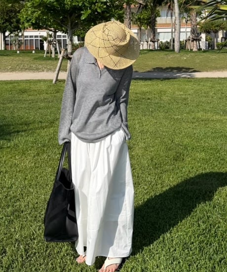 linen like open collar knit