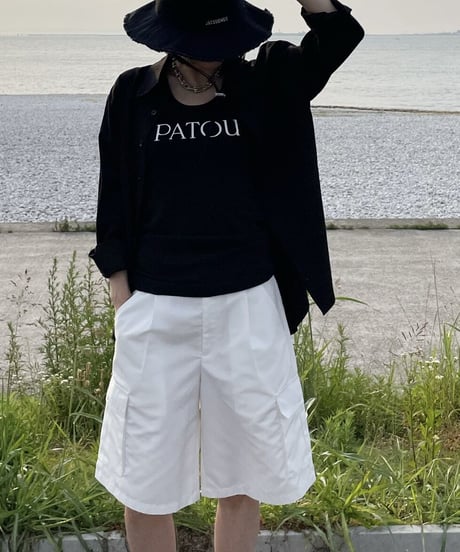 cargo half pants (black/white)