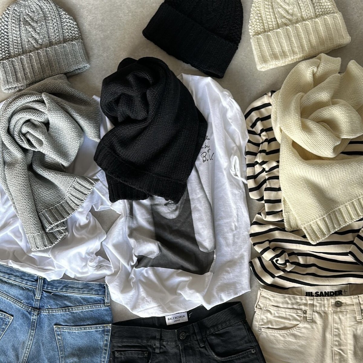 knit muffler(gray/black/offwhite) | ok.soon knit muffler(gray/black/offwhite) | ok.soon