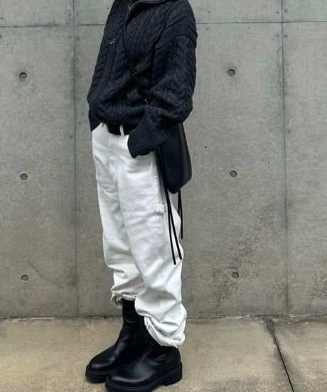 wool blend zip up cable knit