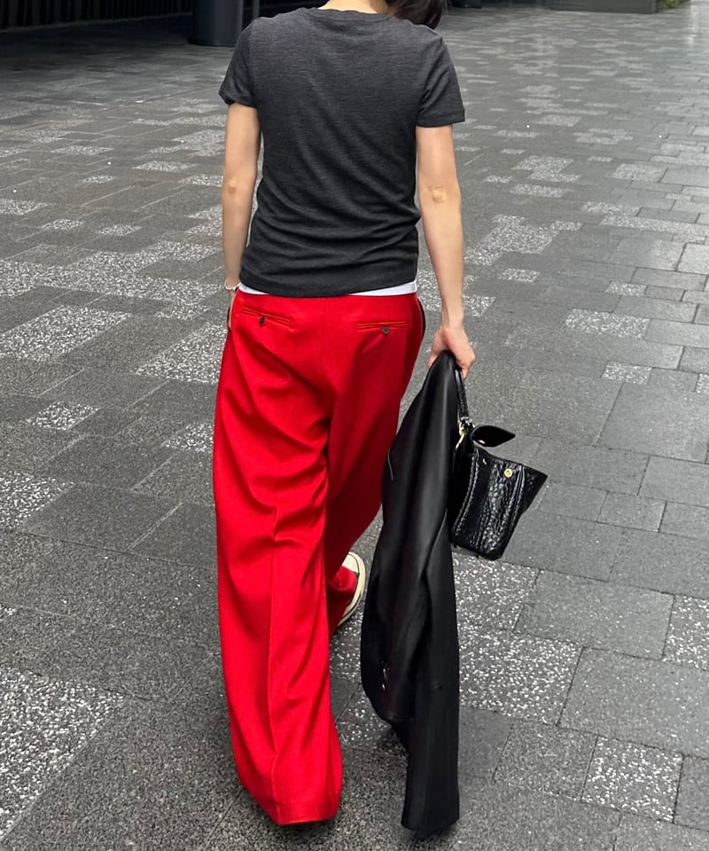 1tuck casual slacks red | ok.soon