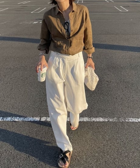 linen blend shirt brown