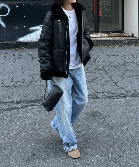 leather shearing jacket