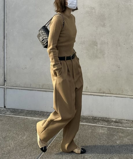tailored slacks(black/camel)