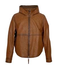 hooded leather blouson(camel)