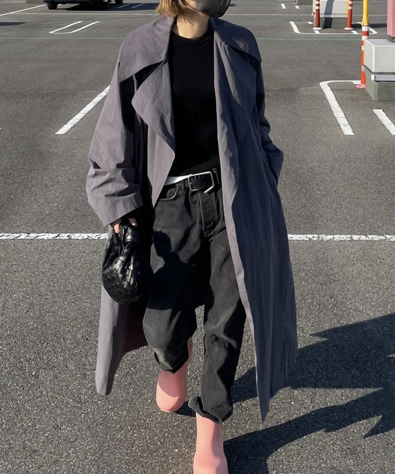 cotton nylon over coat gray | ok.soon