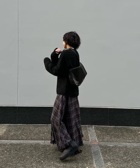 tartan check long skirt