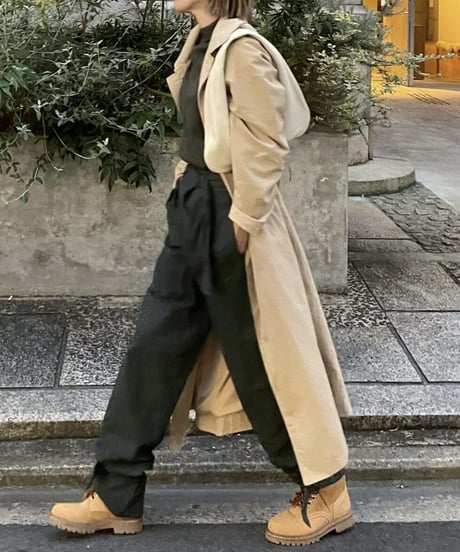 ［full liner］light soutien collar coat (black/beige)