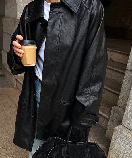 faux leather half coat