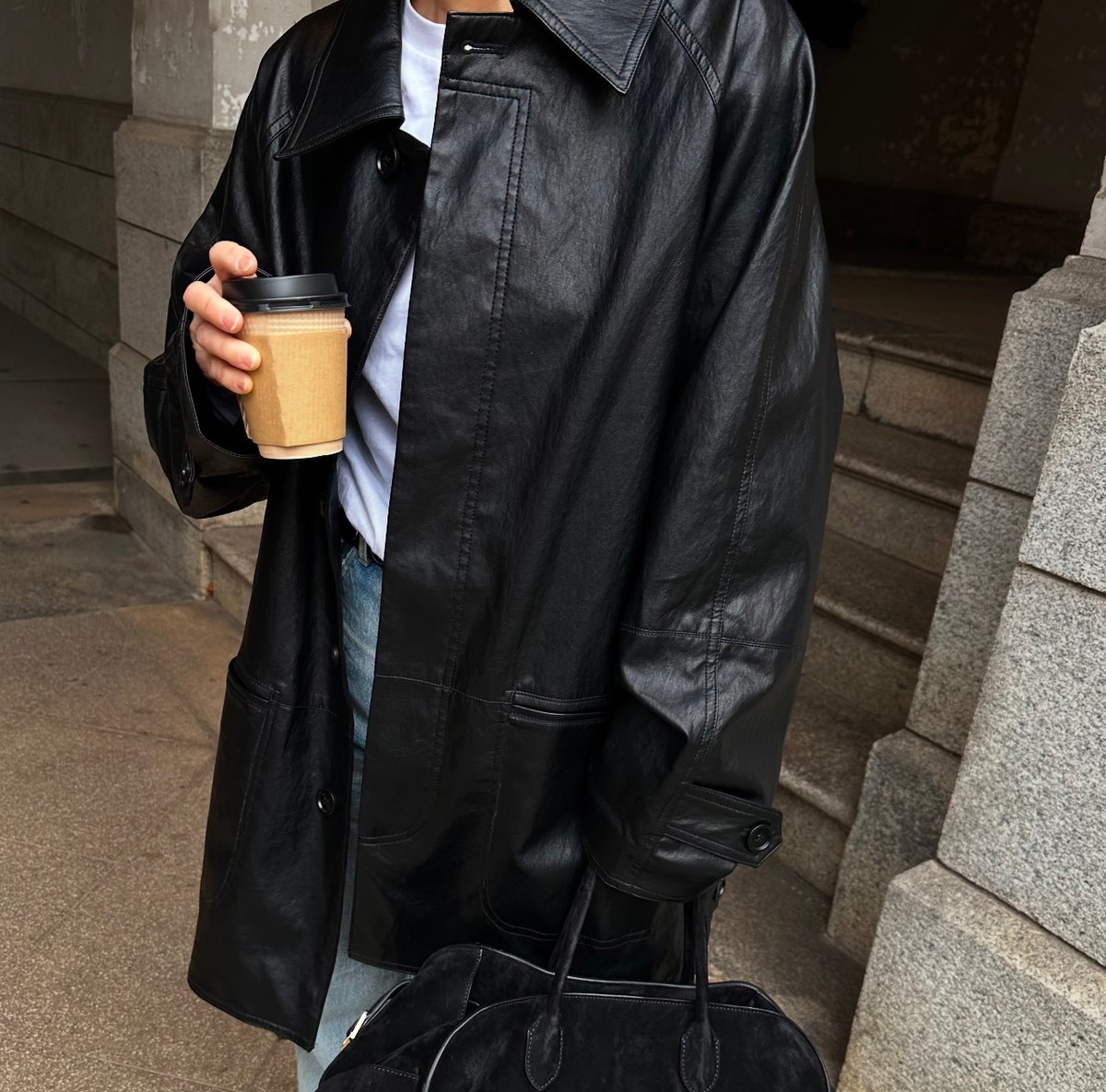 faux leather half coat | ok.soon