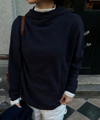 navy hoodie knit & mock neck long sleeve