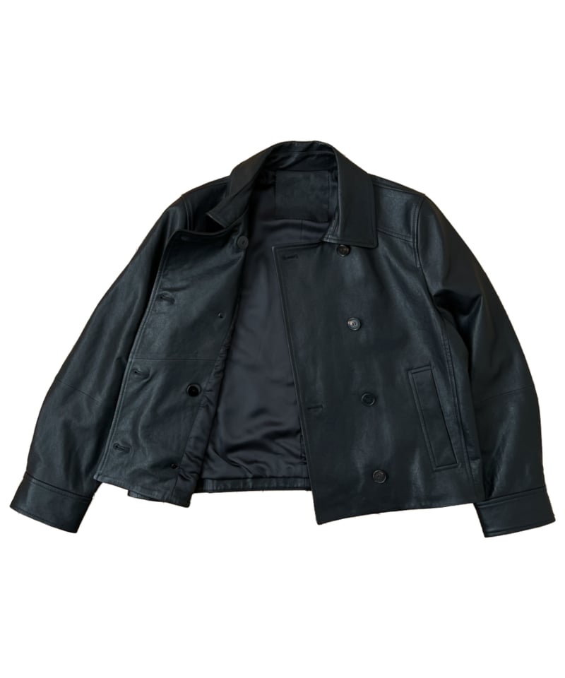 pre-order］double-breasted short leather coat |