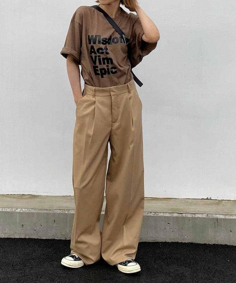 ワイドストレートスラックスcamel | ok.soon ワイドストレートスラックスcamel | ok.soon