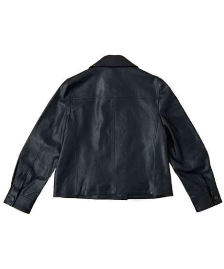 double-breasted short leather coat