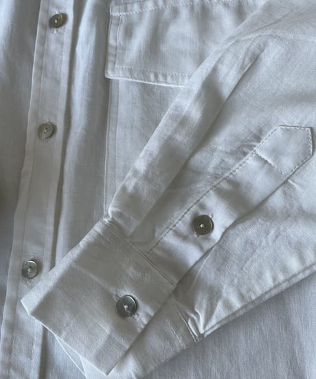 コットンWポケットシャツ(white,black)