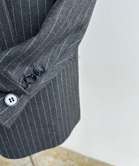 pinstripe collarless jacket&vest