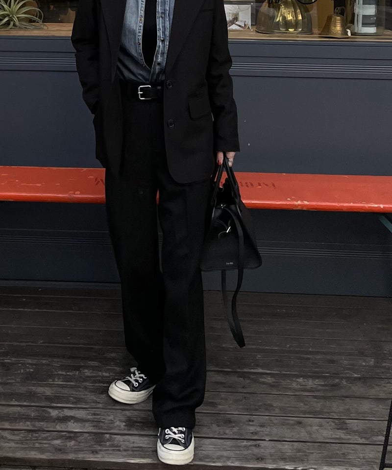 long length］wool blend straight slacks | ok.soon