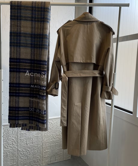 ［regular length］cotton trench coat (beige/black)