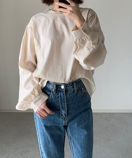 bonbon lace blouse(ecru,black)