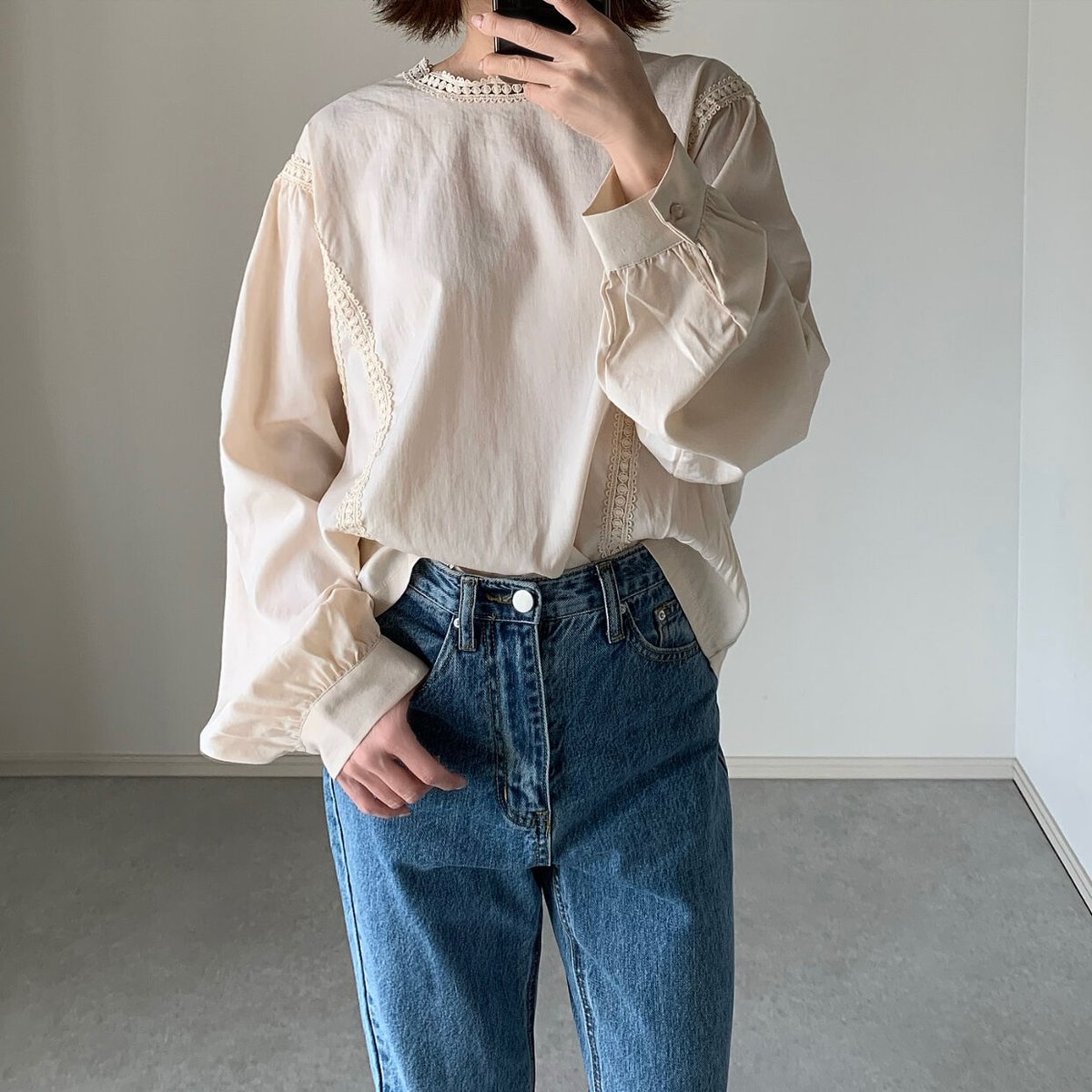 ok.soon ボンボンレースブラウス bonbon lace blouse(ecru,black) | ok.soon