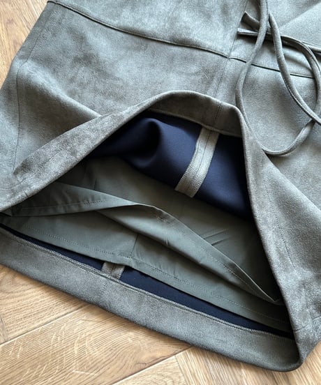 suede midi skirt khaki