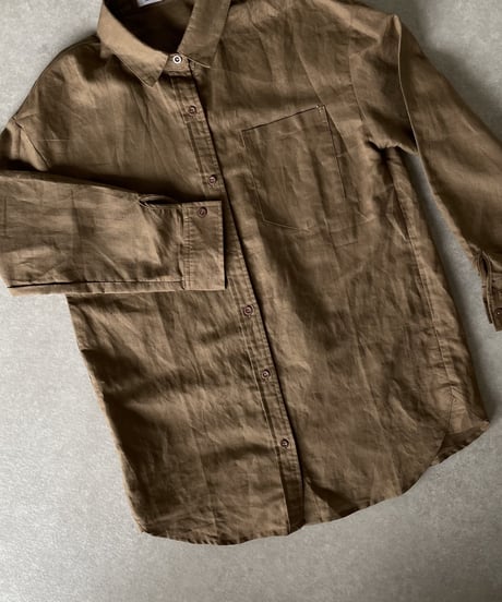 linen blend shirt brown