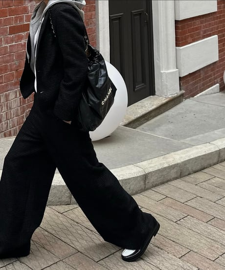 monotone tweed wide pants