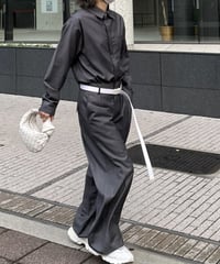 white belt 1tuck slacks (gray)