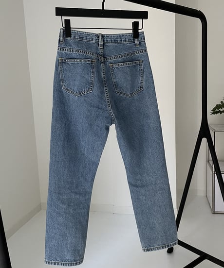 high waist tapered denim