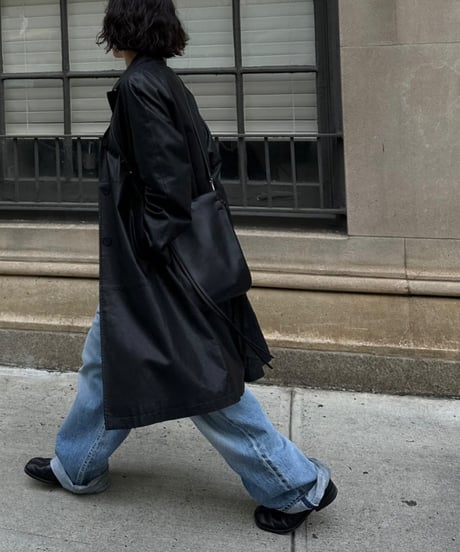 classic leather coat middle length