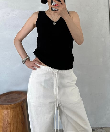 drawstring cotton pants white