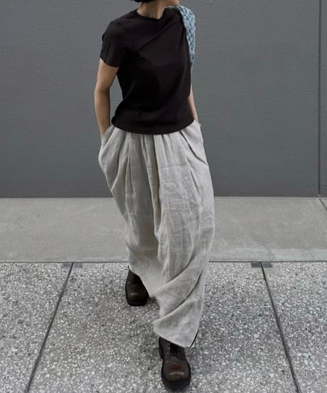 linen shirt&long skirt relax setup