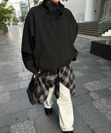 stand collar zip up blouson