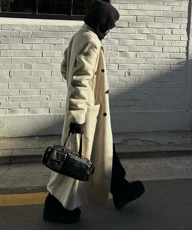 white chester coat with scarf | ok.soon