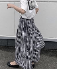 ギンガムリネンワイドパンツ
