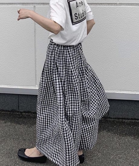 ギンガムリネンワイドパンツ