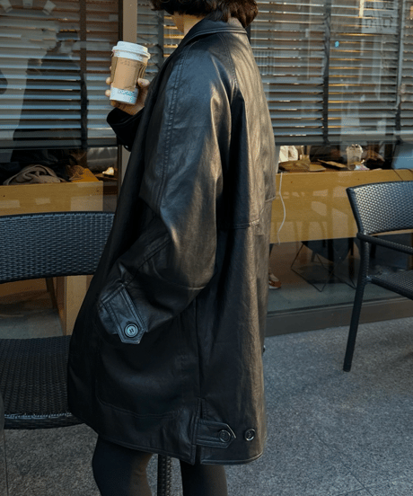 faux leather half coat