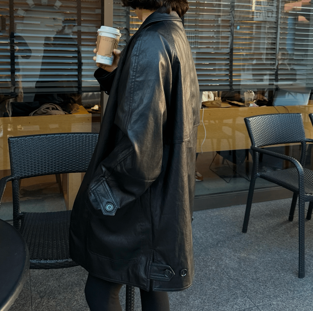 faux leather half coat | ok.soon faux leather half coat | ok.soon