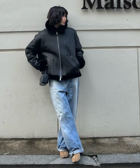 leather shearing jacket